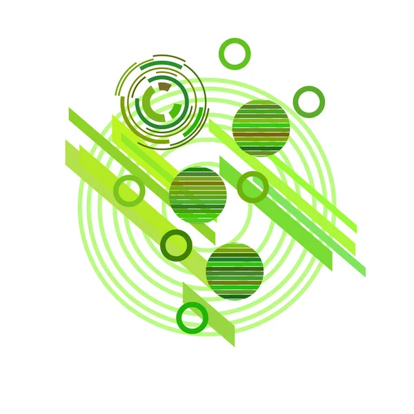 Modèle Abstrait Avec Des Cercles Verts Sur Fond Blanc Illustration — Image vectorielle