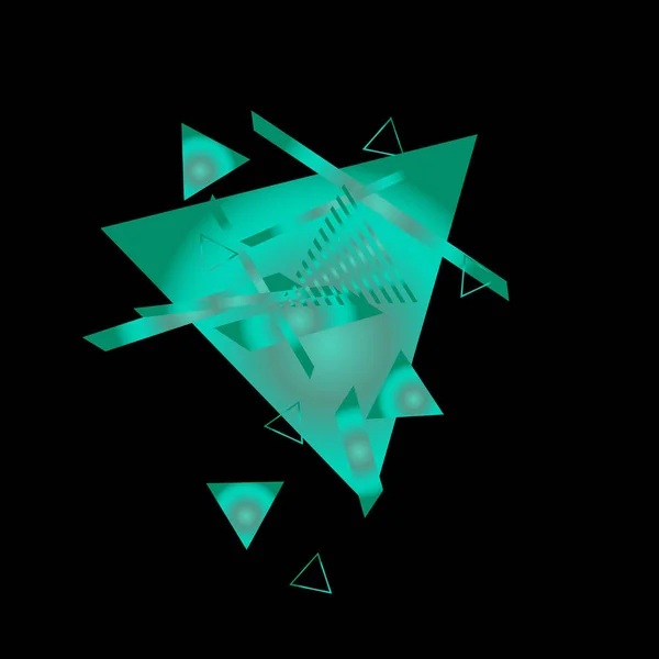 Αφηρημένο Μοτίβο Πράσινα Τρίγωνα Μαύρο Φόντο — Διανυσματικό Αρχείο
