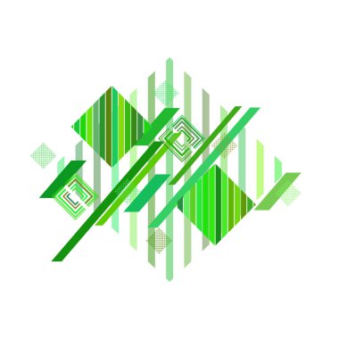 Beyaz arka plan üzerinde yeşil eşkenar dörtgen ile soyut desen