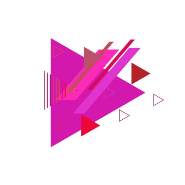 Beyaz arka plan üzerinde pembe ve kırmızı üçgenler ile soyut desen