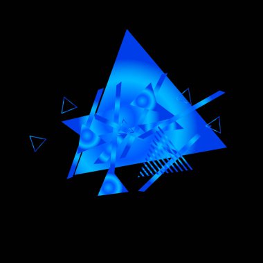 Siyah arka plan üzerinde mavi üçgenler ile geometrik desen