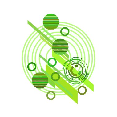 Beyaz arka plan üzerinde yeşil daireler ile soyut desen, vektör illüstrasyon