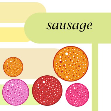 Yazı ile renkli sosis basit illüstrasyon, vektör
