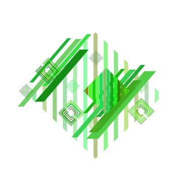 Beyaz arka plan üzerinde yeşil eşkenar dörtgen ile soyut desen