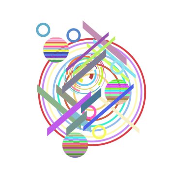 Beyaz arka plan üzerinde renkli daireler ile soyut desen