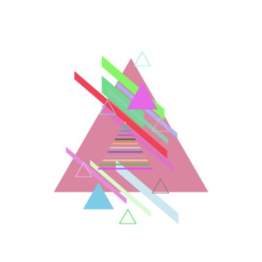 Beyaz arka plan üzerinde soyut renkli üçgenler
