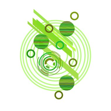 Beyaz arka plan üzerinde yeşil daireler ile soyut desen, vektör illüstrasyon