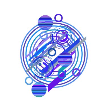 Beyaz arka plan üzerinde mavi daireler ile soyut desen, vektör illüstrasyon