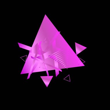 Siyah arka plan üzerinde pembe üçgenler ile geometrik desen