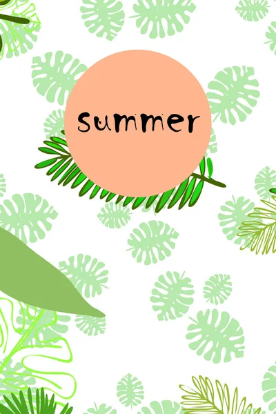 Bladeren Van Tropische Planten Kleur Zomer Briefkaart Zomer Vakantie Vector — Stockvector