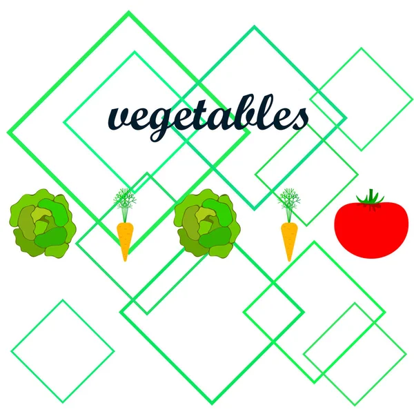 Illustration Simple Différents Légumes Avec Lettrage Vecteur — Image vectorielle