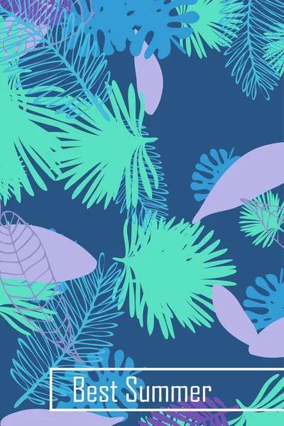 Hojas Plantas Tropicales Color Postal Verano Vacaciones Verano Fondo Vectorial — Vector de stock