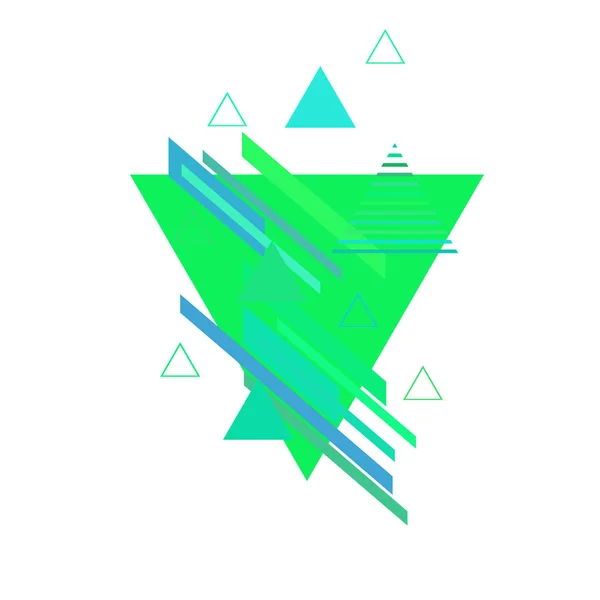 Driehoeken Groene Blauwe Kleuren Witte Achtergrond — Stockvector