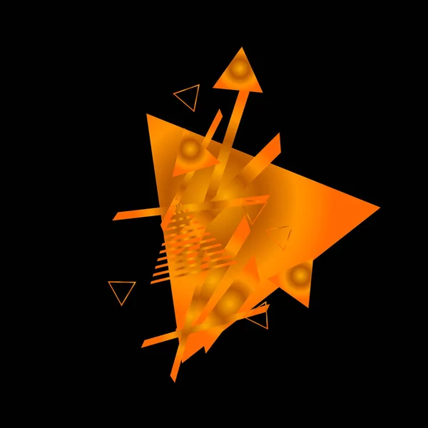 Φωτεινά Πορτοκαλί Τρίγωνα Μαύρο Φόντο — Διανυσματικό Αρχείο