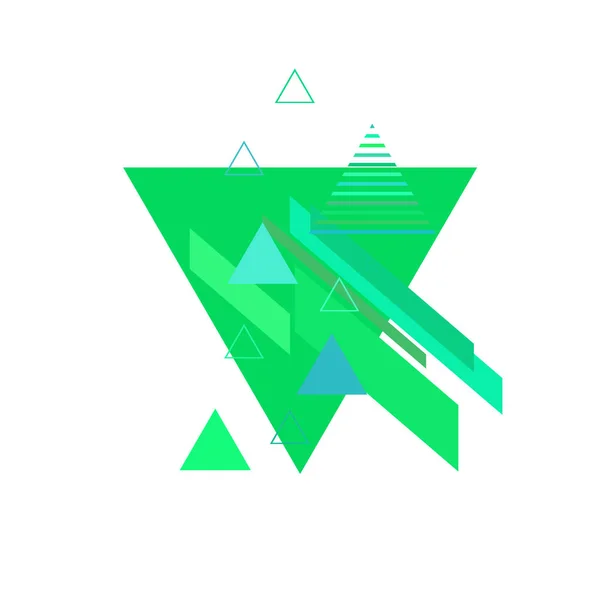 Driehoeken Groene Blauwe Kleuren Witte Achtergrond — Stockvector