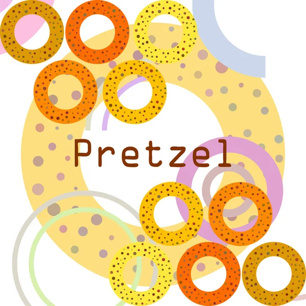 Kleurrijke Pretzels Met Belettering Lichte Achtergrond Vector — Stockvector