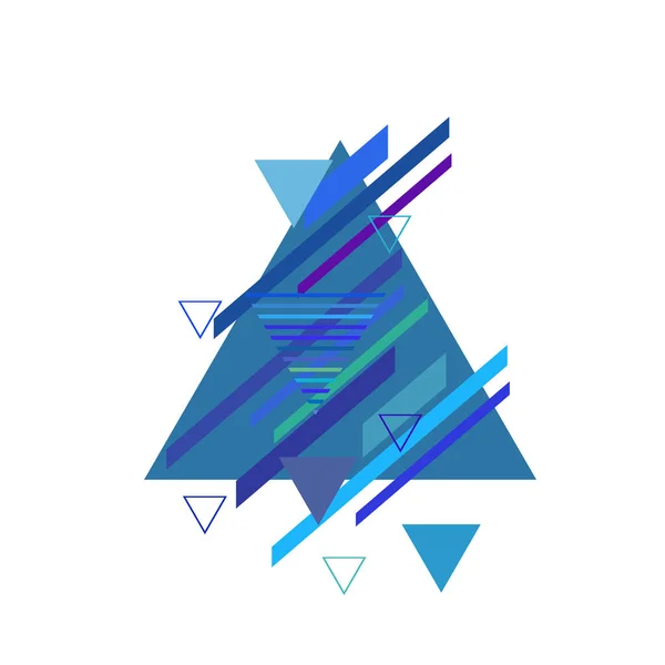 Driehoeken Met Lijnen Blauwe Kleur Witte Achtergrond — Stockvector