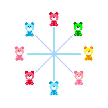 Renk vektör ayı, bebek resmi, çizgi film karakteri, vektör arka plan.