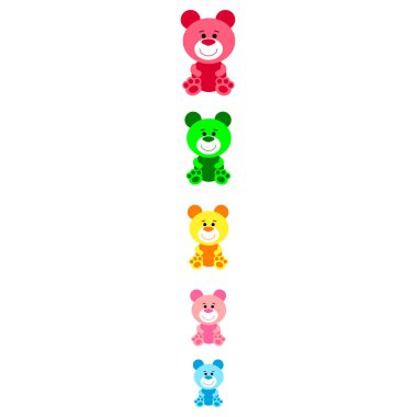 Renk vektör ayı, bebek resmi, çizgi film karakteri, vektör arka plan.