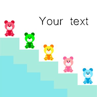 Renk vektör ayı, bebek resmi, çizgi film karakteri, vektör arka plan.