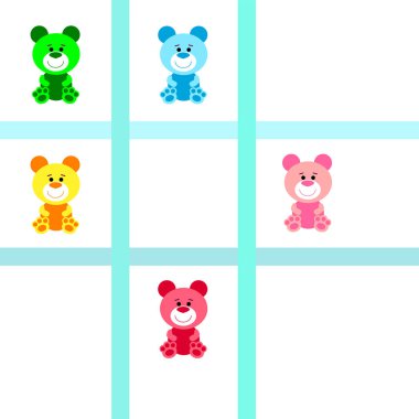 Renk vektör ayı, bebek resmi, çizgi film karakteri, vektör arka plan.