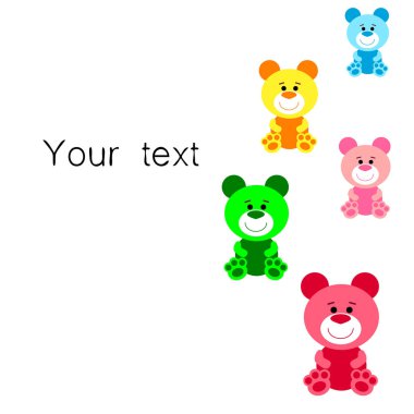 Renk vektör ayı, bebek resmi, çizgi film karakteri, vektör arka plan.