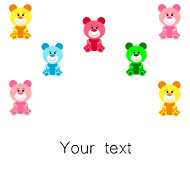 Renk vektör ayı, bebek resmi, çizgi film karakteri, vektör arka plan.