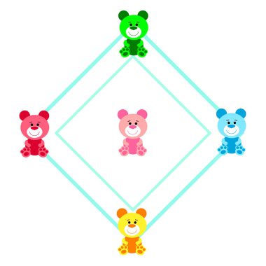 Renk vektör ayı, bebek resmi, çizgi film karakteri, vektör arka plan.