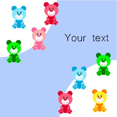 Renk vektör ayı, bebek resmi, çizgi film karakteri, vektör arka plan.