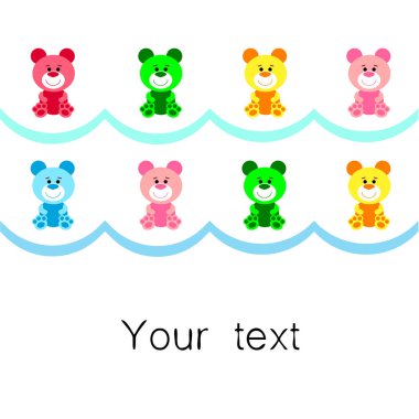 Renk vektör ayı, bebek resmi, çizgi film karakteri, vektör arka plan.