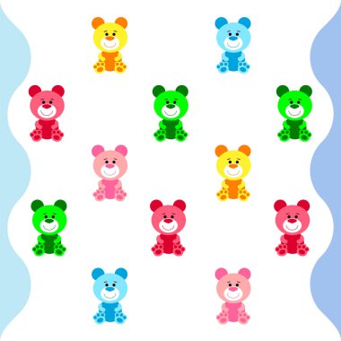 Renk vektör ayı, bebek resmi, çizgi film karakteri, vektör arka plan.