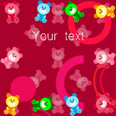 Renk vektör ayı, bebek resmi, çizgi film karakteri, vektör arka plan.