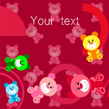 Renk vektör ayı, bebek resmi, çizgi film karakteri, vektör arka plan.