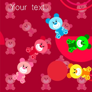 Renk vektör ayı, bebek resmi, çizgi film karakteri, vektör arka plan.