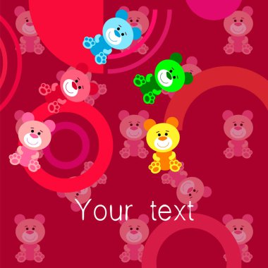 Renk vektör ayı, bebek resmi, çizgi film karakteri, vektör arka plan.