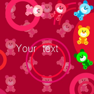 Renk vektör ayı, bebek resmi, çizgi film karakteri, vektör arka plan.