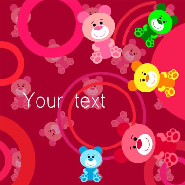 Renk vektör ayı, bebek resmi, çizgi film karakteri, vektör arka plan.