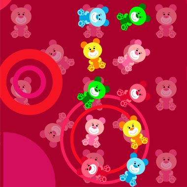 Renk vektör ayı, bebek resmi, çizgi film karakteri, vektör arka plan.