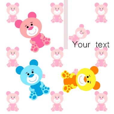 Renk vektör ayı, bebek resmi, çizgi film karakteri, vektör arka plan.