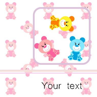 Renk vektör ayı, bebek resmi, çizgi film karakteri, vektör arka plan.