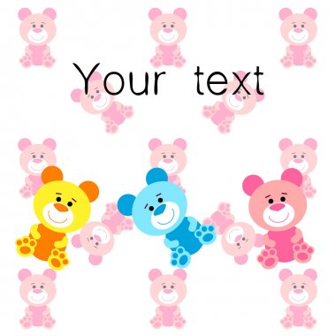 Renk vektör ayı, bebek resmi, çizgi film karakteri, vektör arka plan.