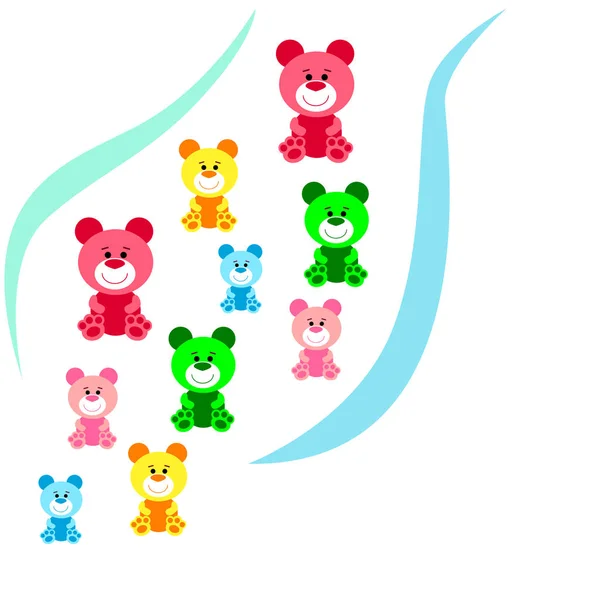 Color vector bear, baby picture, cartoon character, vector background. — Stock Photo, Image