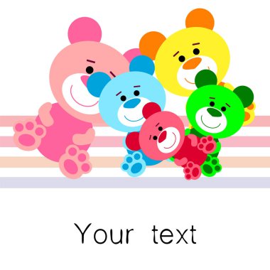 Renk vektör ayı, bebek resmi, çizgi film karakteri, vektör arka plan.