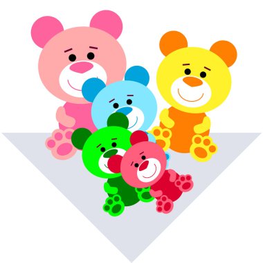 Renk vektör ayı, bebek resmi, çizgi film karakteri, vektör arka plan.