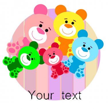 Renk vektör ayı, bebek resmi, çizgi film karakteri, vektör arka plan.