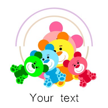 Renk vektör ayı, bebek resmi, çizgi film karakteri, vektör arka plan.