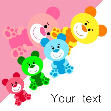 Renk vektör ayı, bebek resmi, çizgi film karakteri, vektör arka plan.