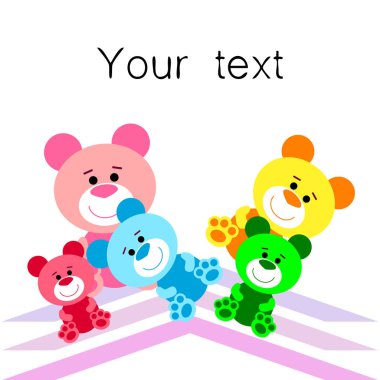 Renk vektör ayı, bebek resmi, çizgi film karakteri, vektör arka plan.