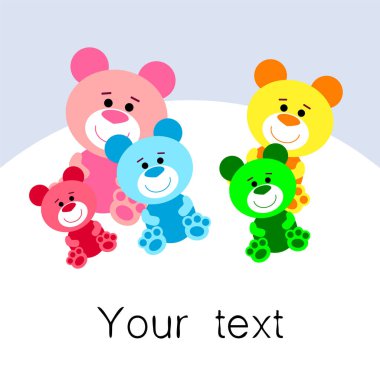 Renk vektör ayı, bebek resmi, çizgi film karakteri, vektör arka plan.