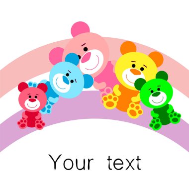 Renk vektör ayı, bebek resmi, çizgi film karakteri, vektör arka plan.